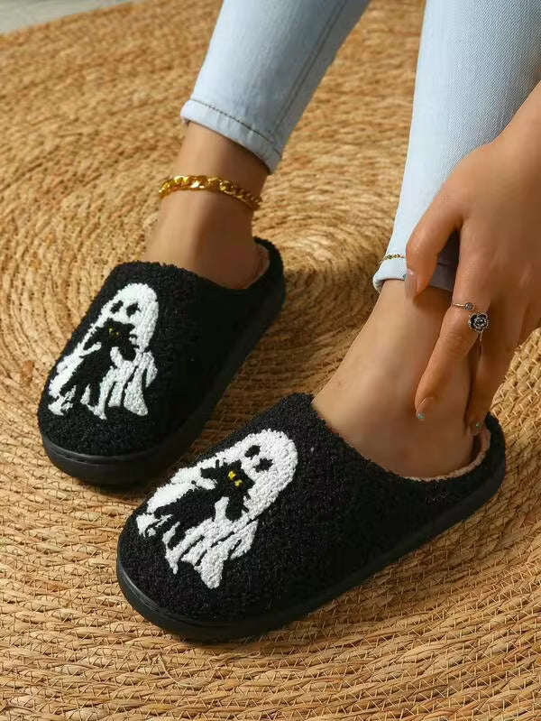 New Halloween Women Cozy Slippers, Cute & Fun Indoor Home Bedroom Simple Elegant Comfortable Warm & Quiet Slippers For Autumn Winter